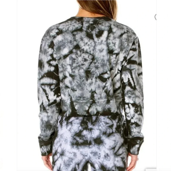 Kappa Womens Cropped Sweater Shirt Gray Black Tie Dye Sz Medium - Picture 2 of 15